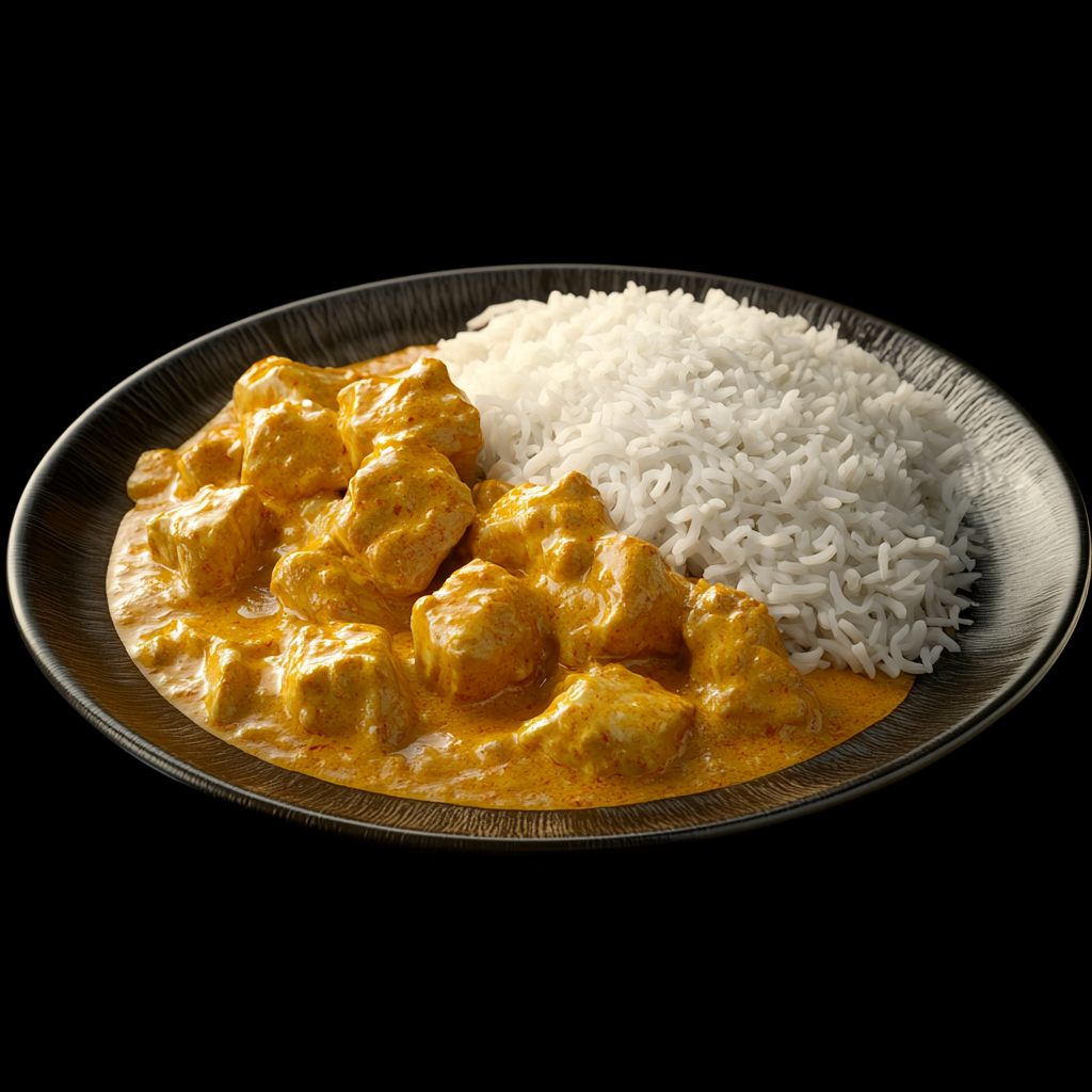 Butter chicken curry with rice