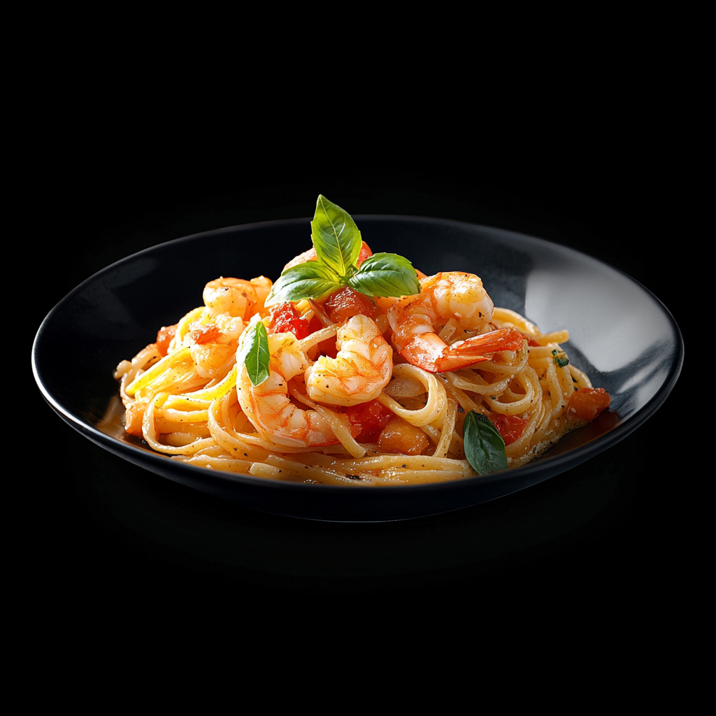 Shrimp linguine with basil